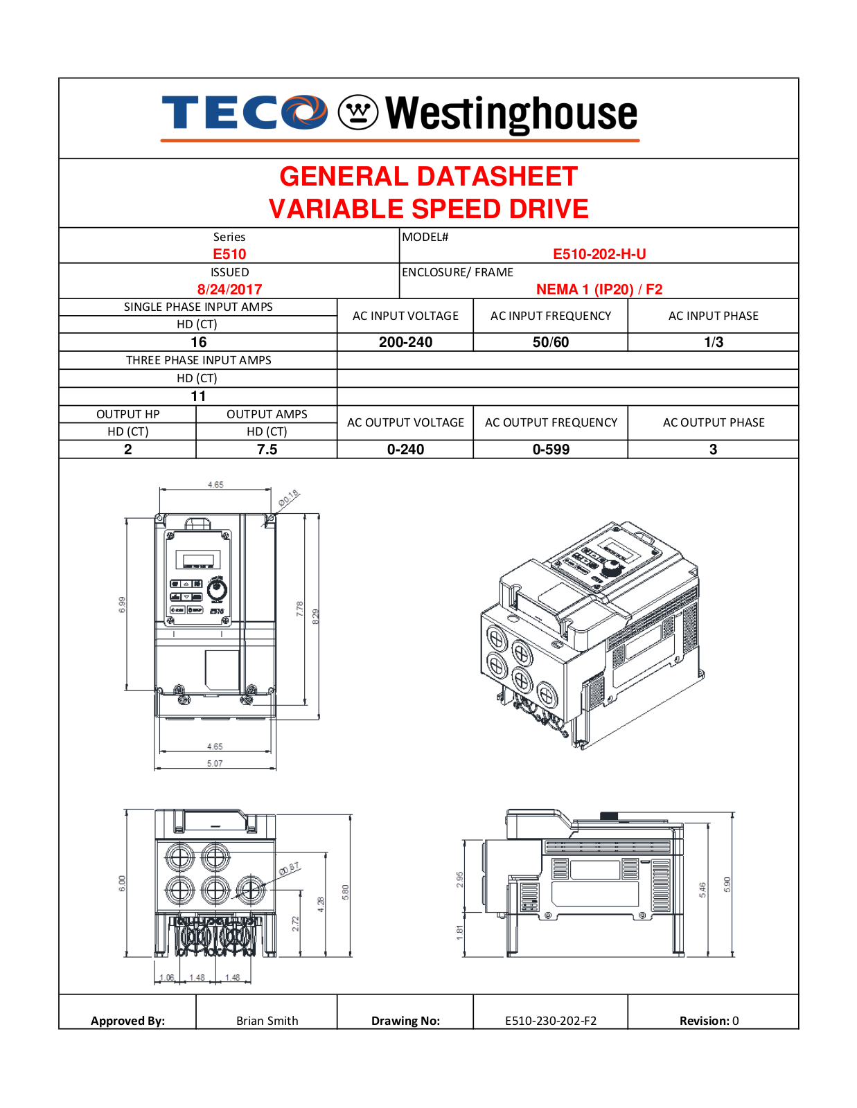 Teco E510-202-H-U Data Sheet