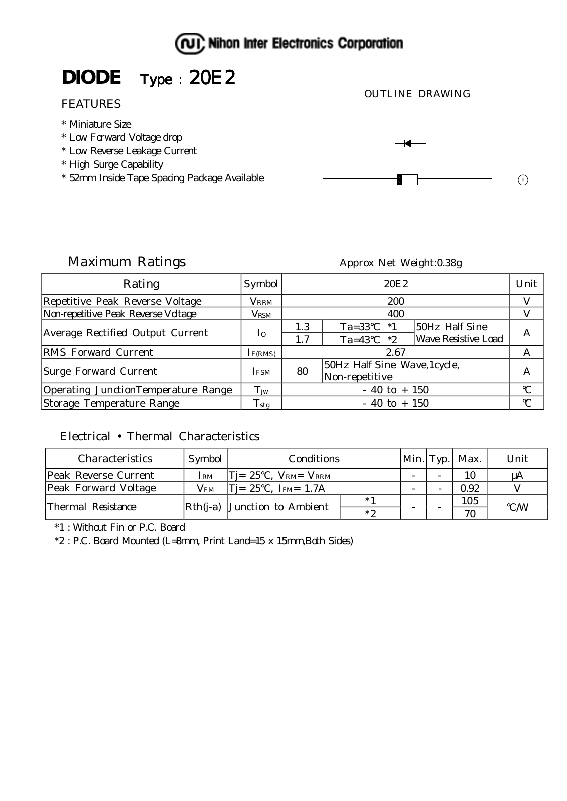 NIHON 20E2 Datasheet