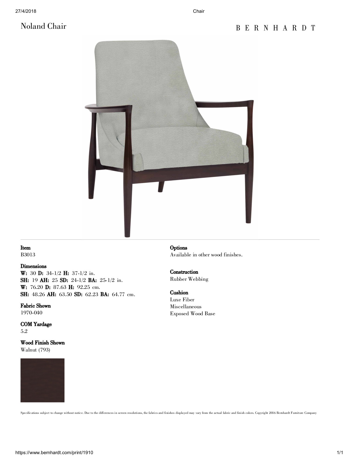 Bernhardt W003576694 Specifications - ManualMachine.com