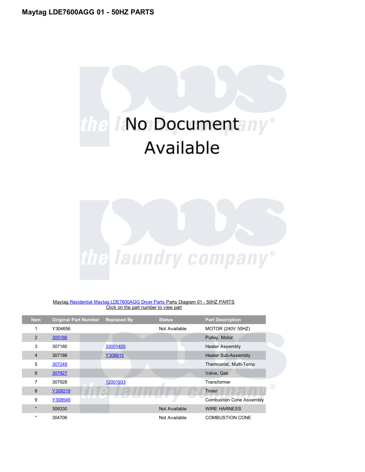 Maytag LDE7600AGG Parts Diagram