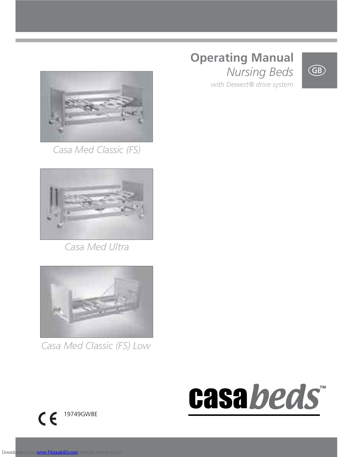 Casabeds Casa Med Classic, Casa Med Ultra, Casa Med Classic Low, Casa Med Classic FS Low, Casa Med Classic FS Operating Instructions Manual