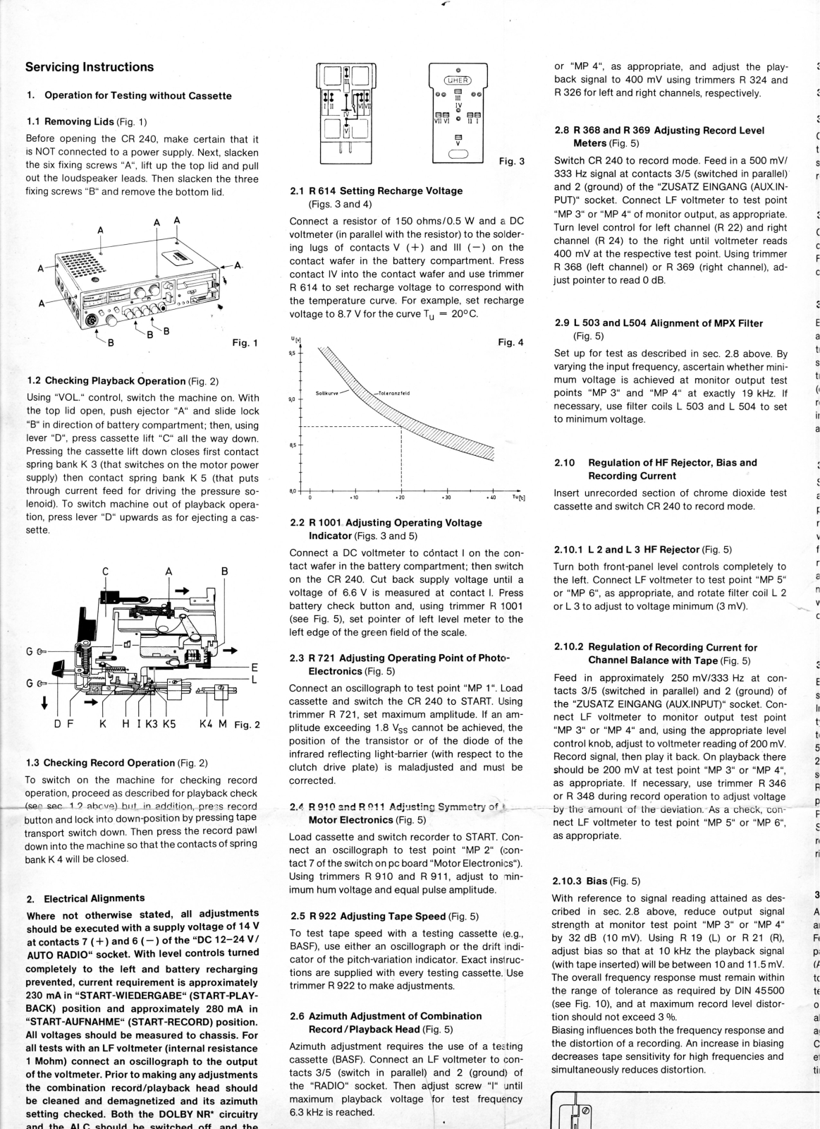 Uher CR-240 Service manual