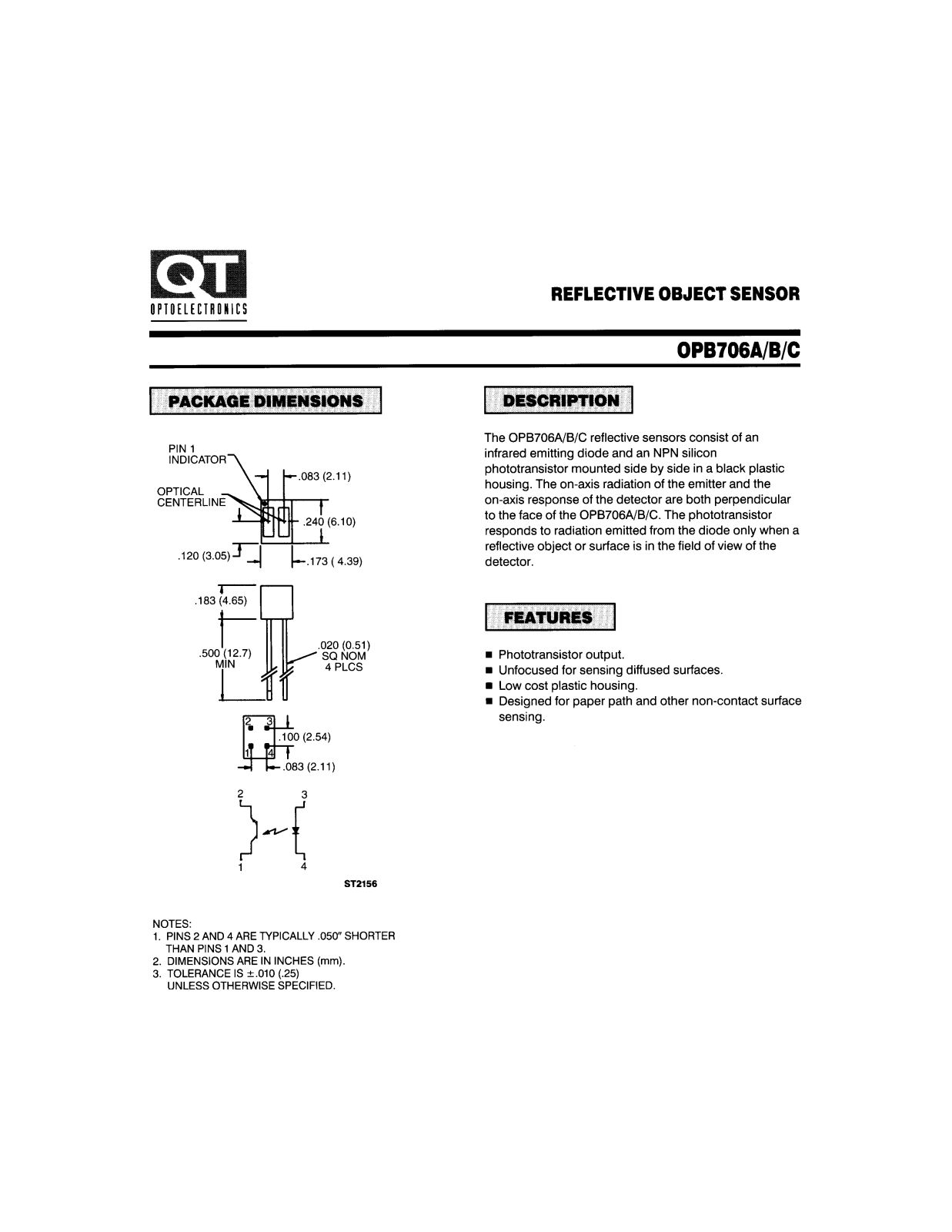 QT OPB706A, OPB706C, OPB706B Datasheet