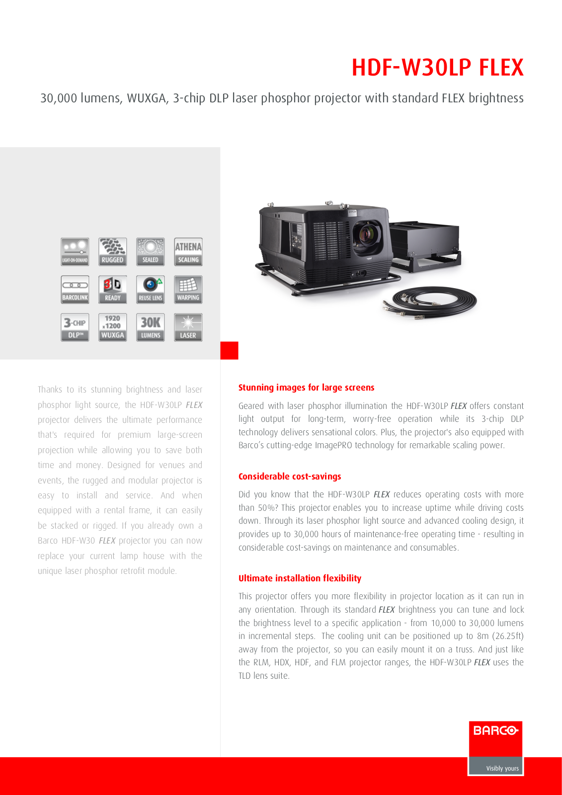 Barco HDF-W30LP FLEX Product Sheet