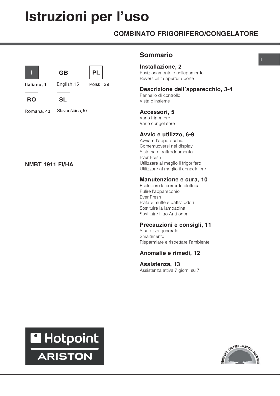 Hotpoint NMBT 1911 FI/HA User Manual