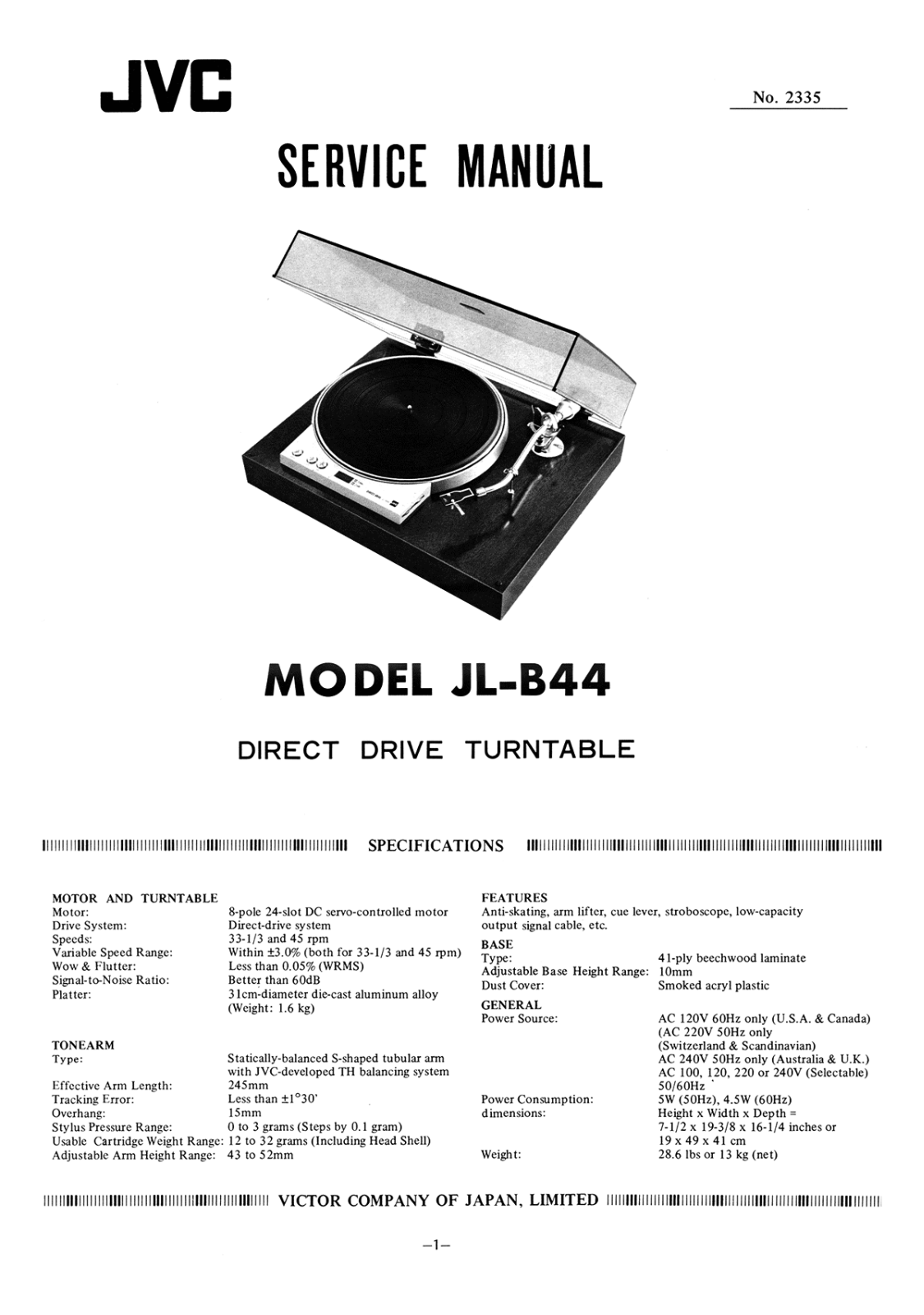 JVC JLB-44 Service manual