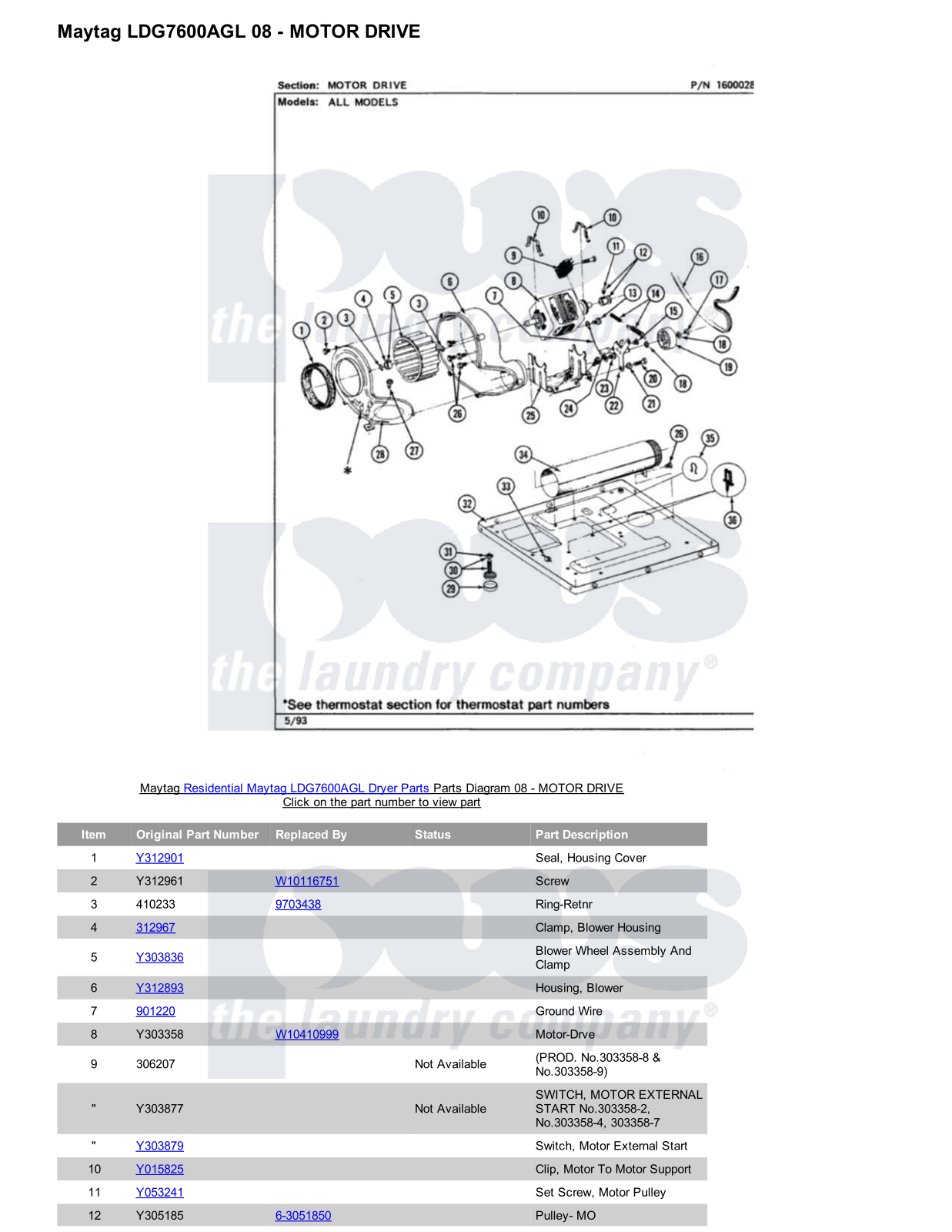 Maytag LDG7600AGL Parts Diagram