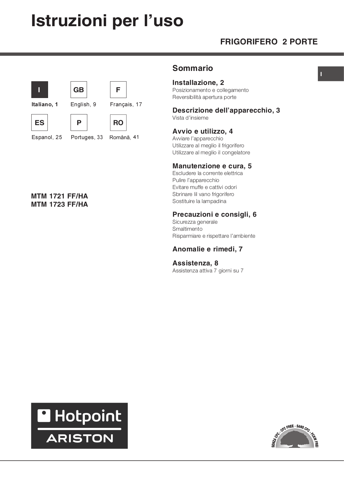 Hotpoint MTM 1723 FF/HA, MTM 1721 FF/HA User Manual