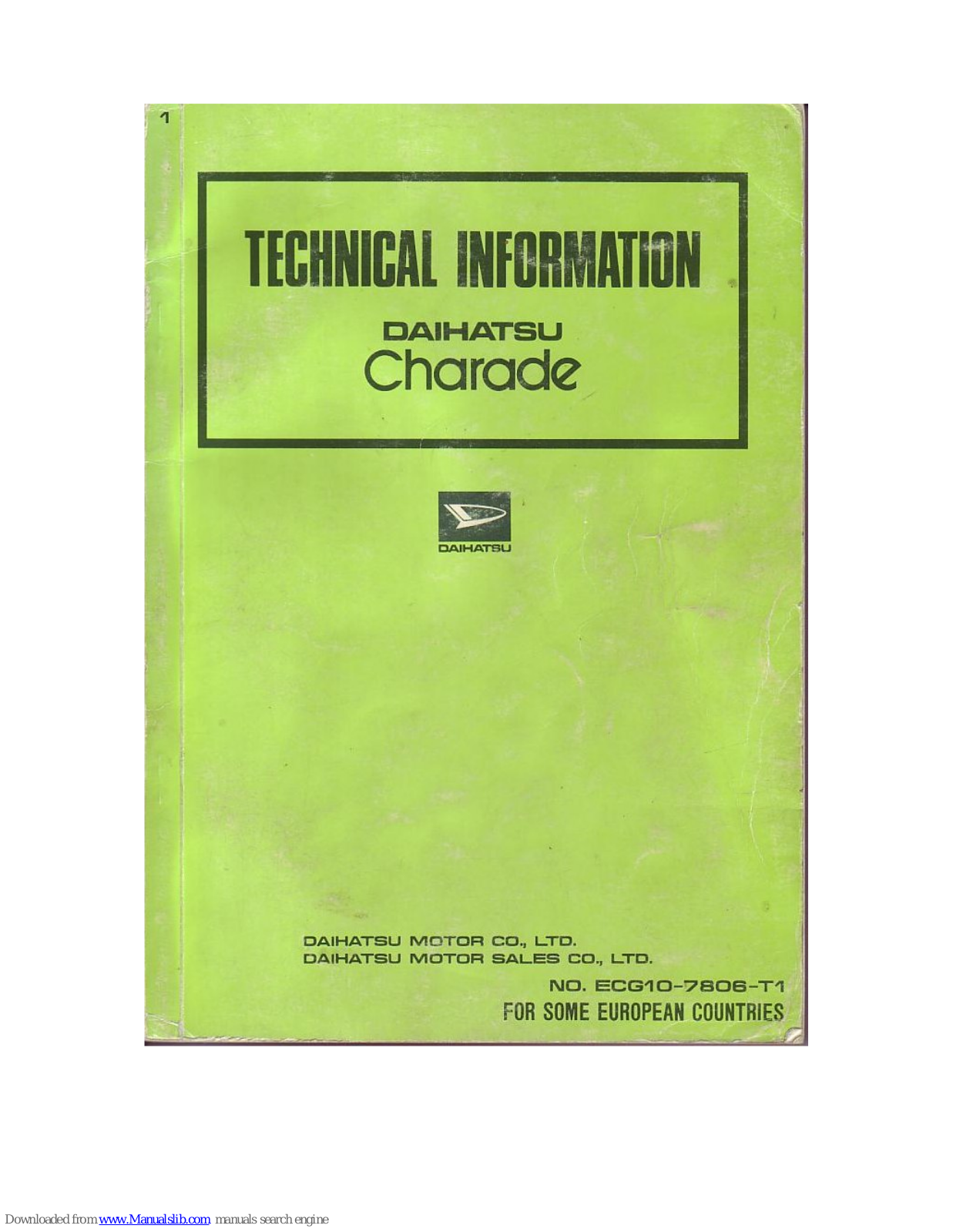 Daihatsu 1978 Charade Technical Information