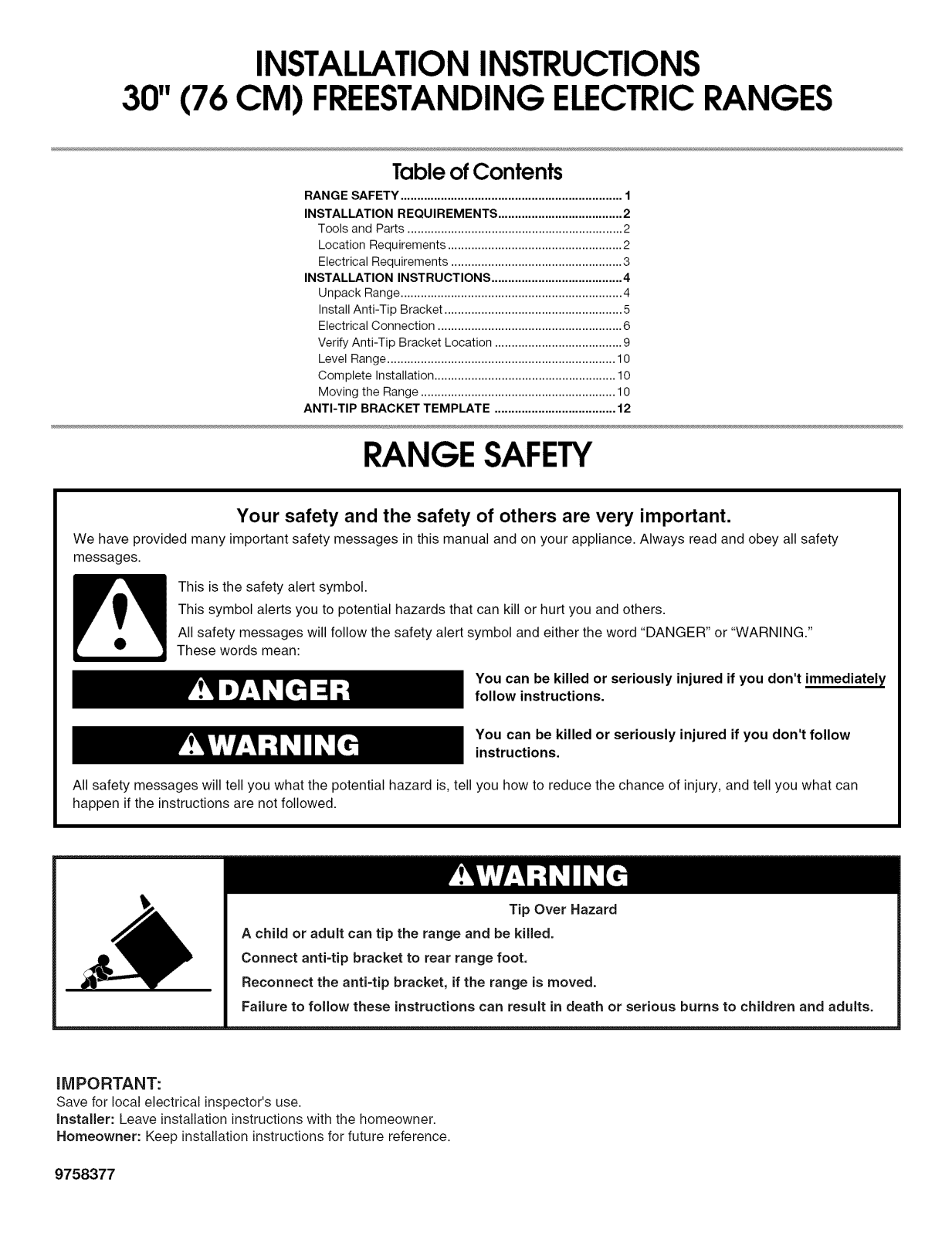Whirlpool RF364PXPB3, RF370LXPT3, RF380LXPB3, RF380LXPQ3, RF378LXPQ3 Installation Guide - ManualMachine.com