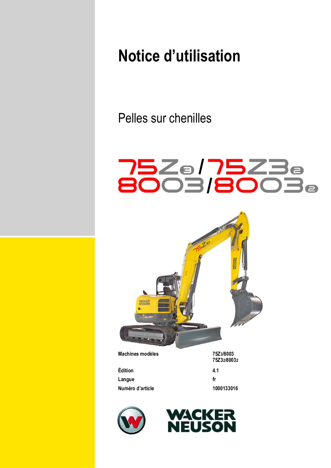 WACKER NEUSON 75Z3, 8003, 75Z Service Manual