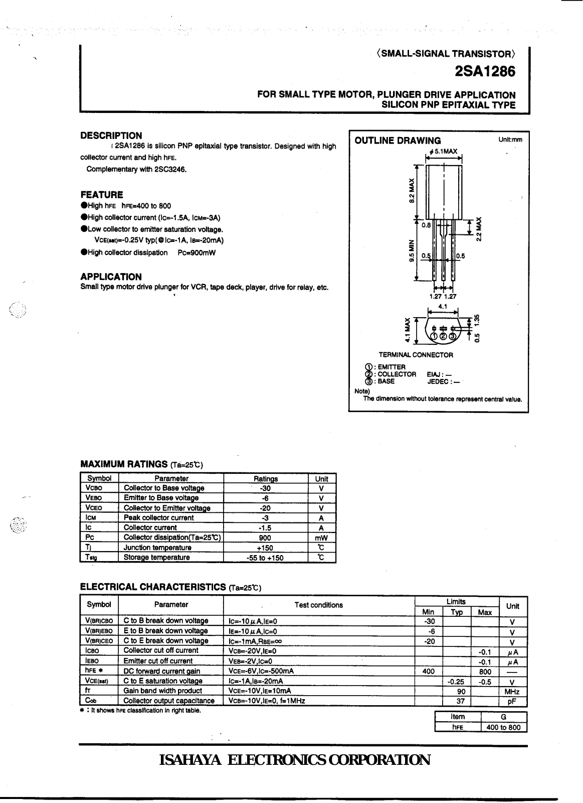 Datasheet 2SA1286 Specification - ManualMachine.com