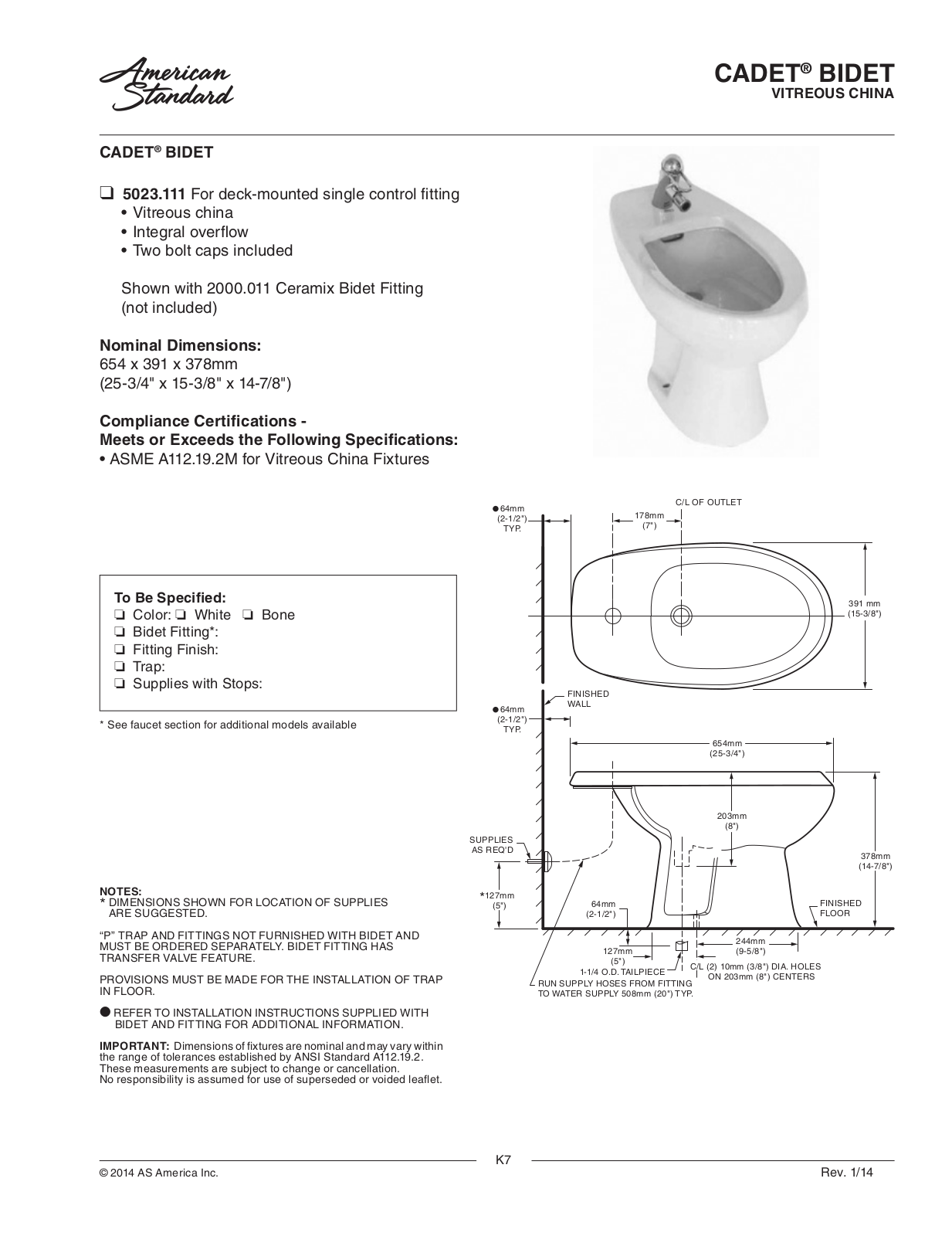 American Standard ASD9645 Specifications - ManualMachine.com