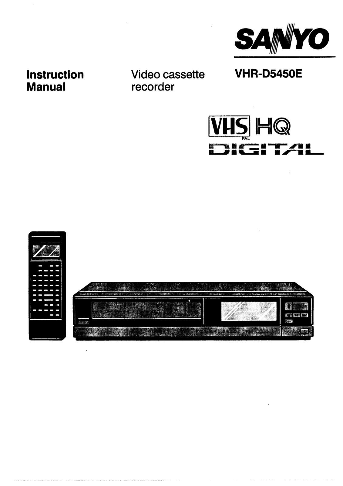 Sanyo VHR-D5450E Instruction Manual