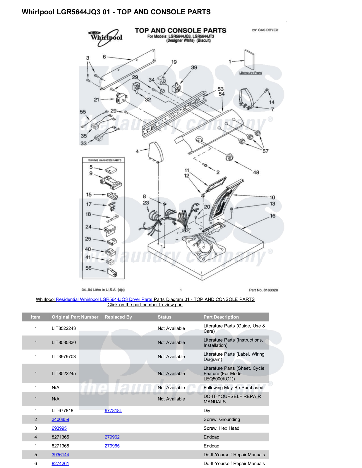 Whirlpool LGR5644JQ3 Parts Diagram