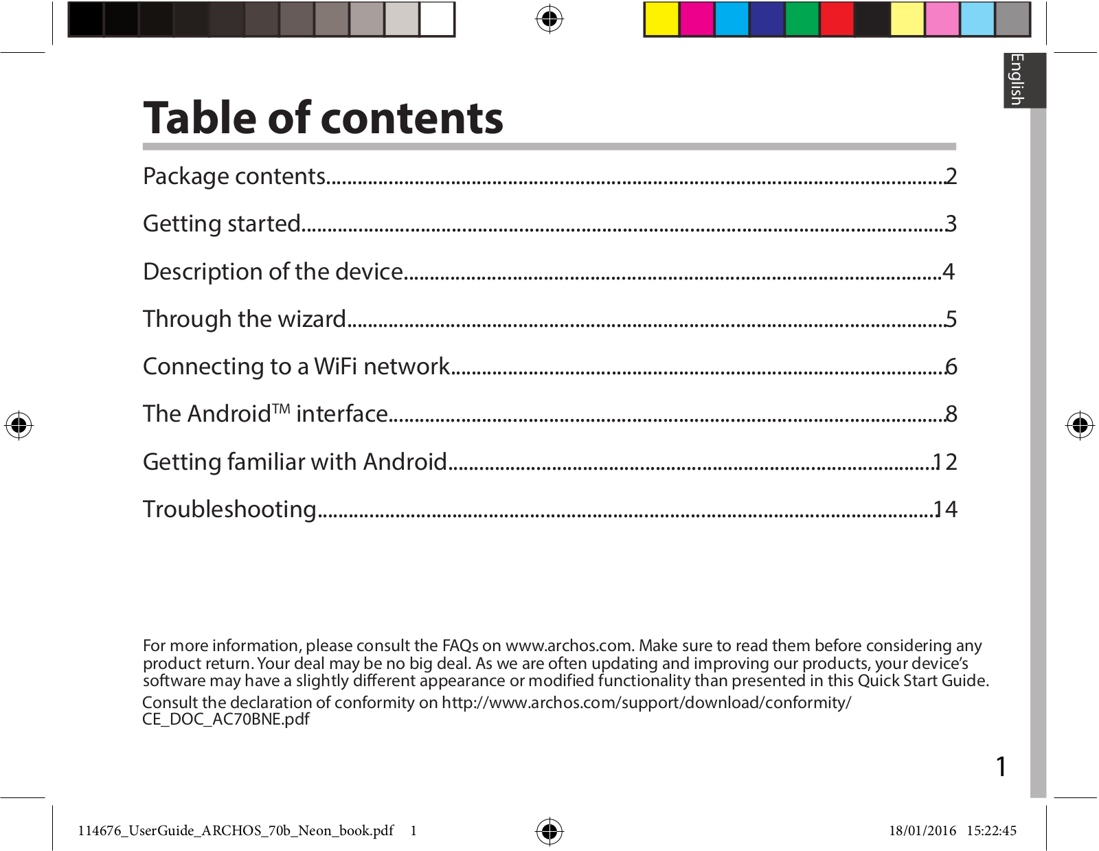 ARCHOS 70b Neon Guide rapide