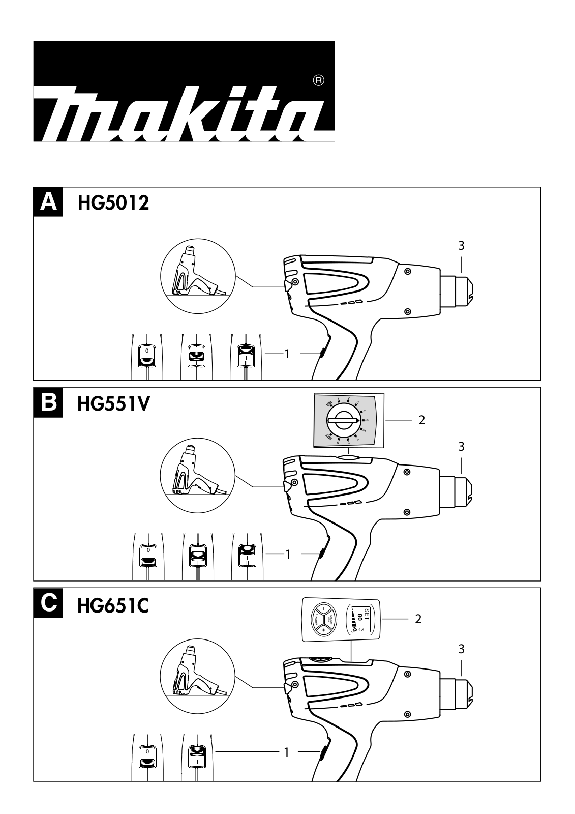 MAKITA HG651CK, HG551V, HG551VK User Manual