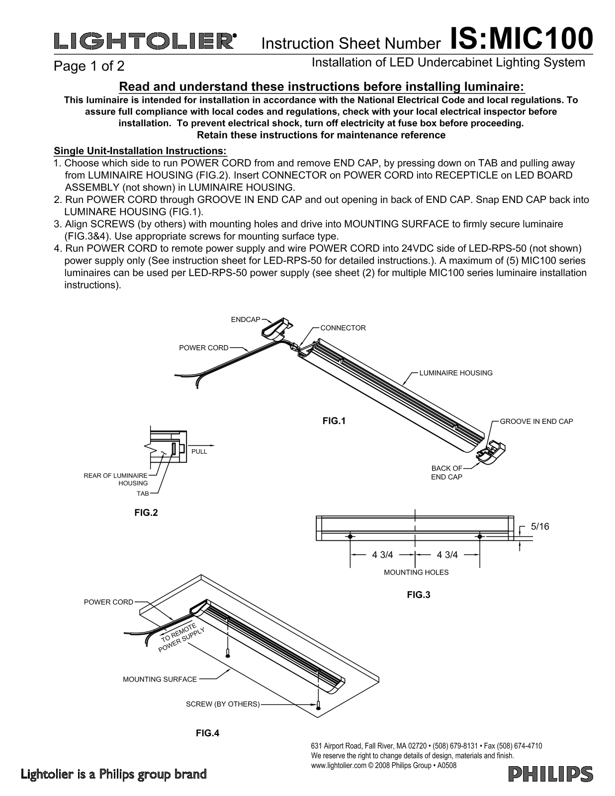 Lightolier IS-MIC100 User Manual