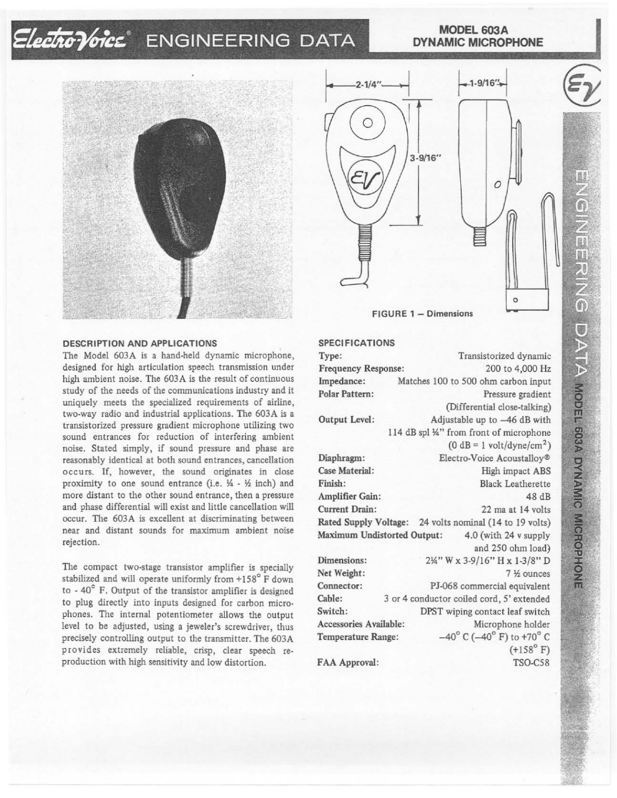 Electro-Voice 603 A User Manual