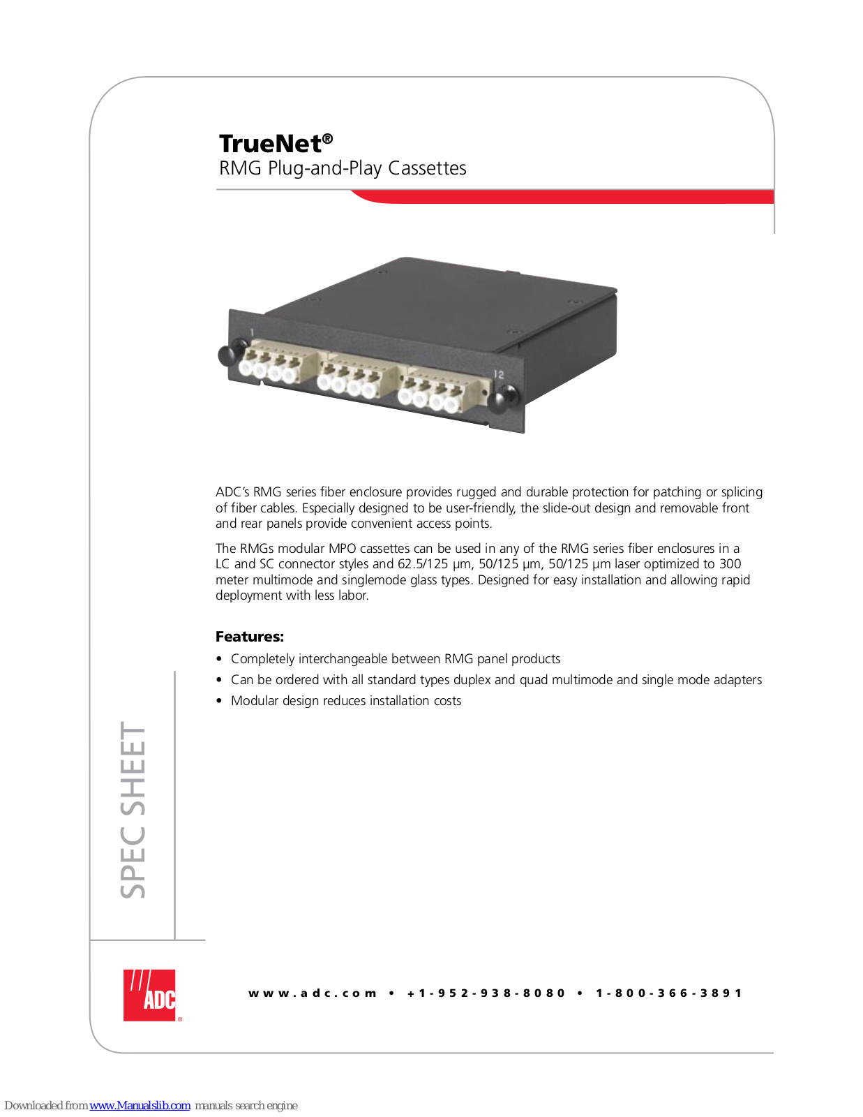 ADC RMG-12MPOBC3, RMG-1000-000B, RMG-12MPOBQ3, RMG-24MPOBQ3, RMG-12MPOCC3 Spec Sheet