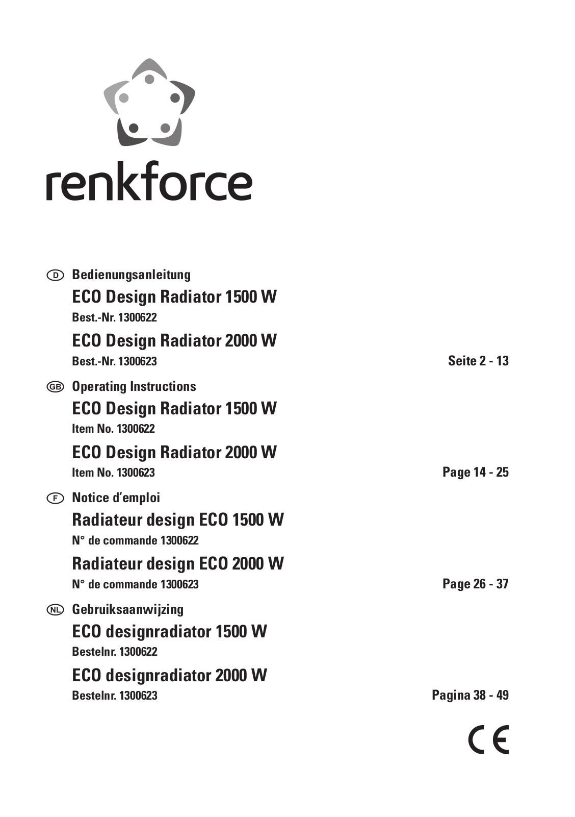 Renkforce Luma 1500 W, Luma 2000 W User guide