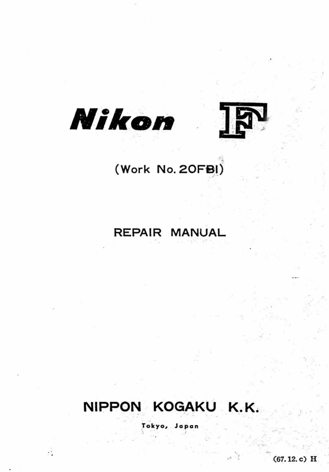 Nikon F Repair Manual
