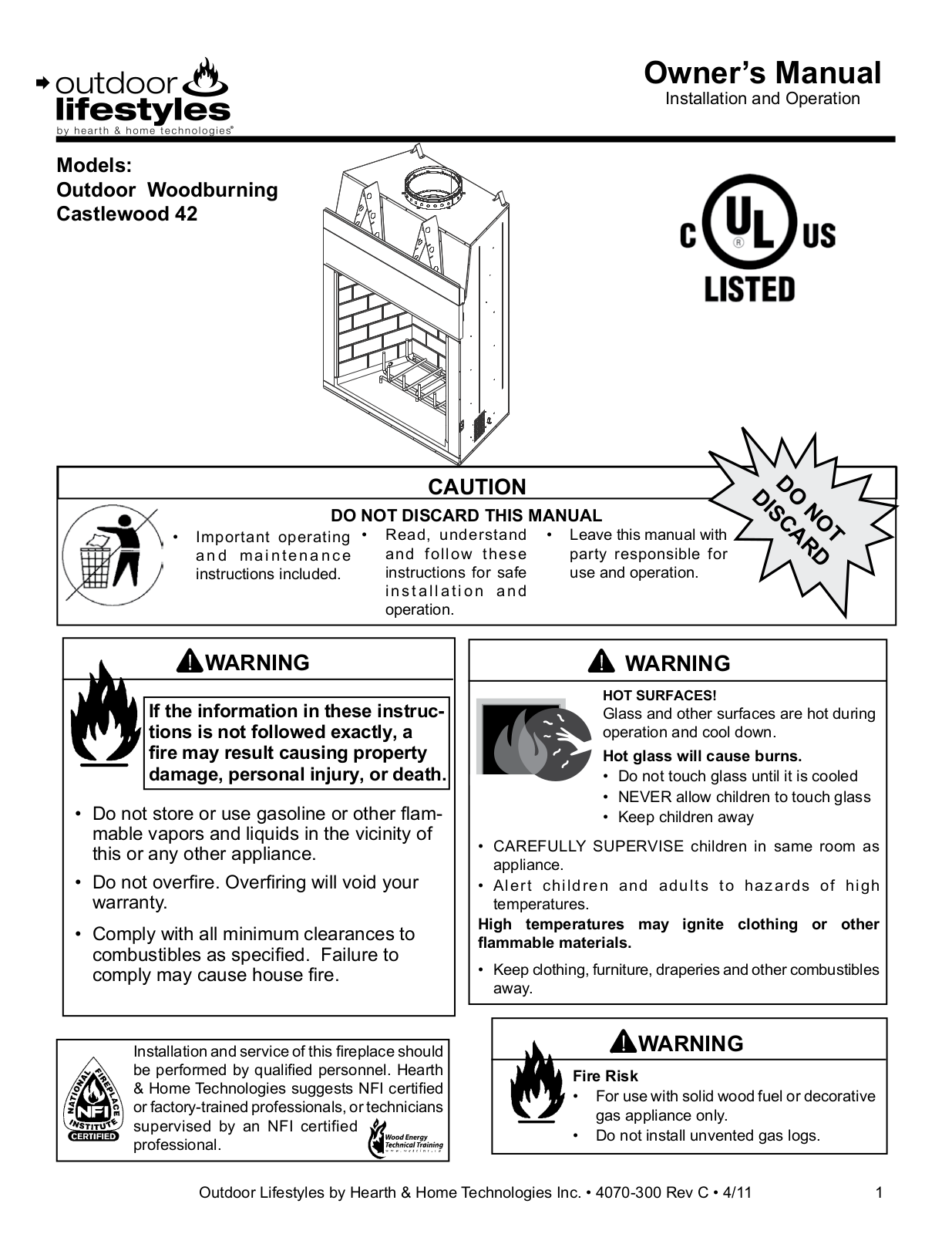 Hearth and Home Technologies CASTLEWOOD 42 User Manual