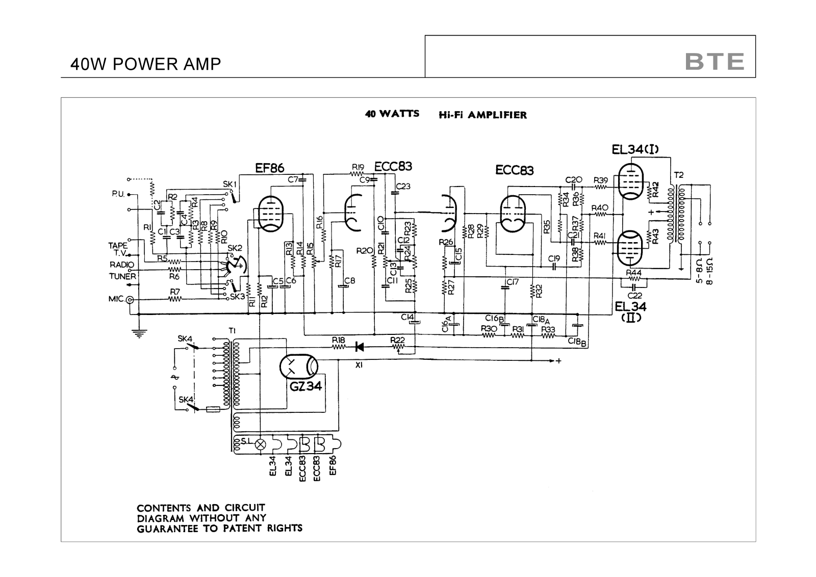 Other B BTE-40W Schematic - ManualMachine.com