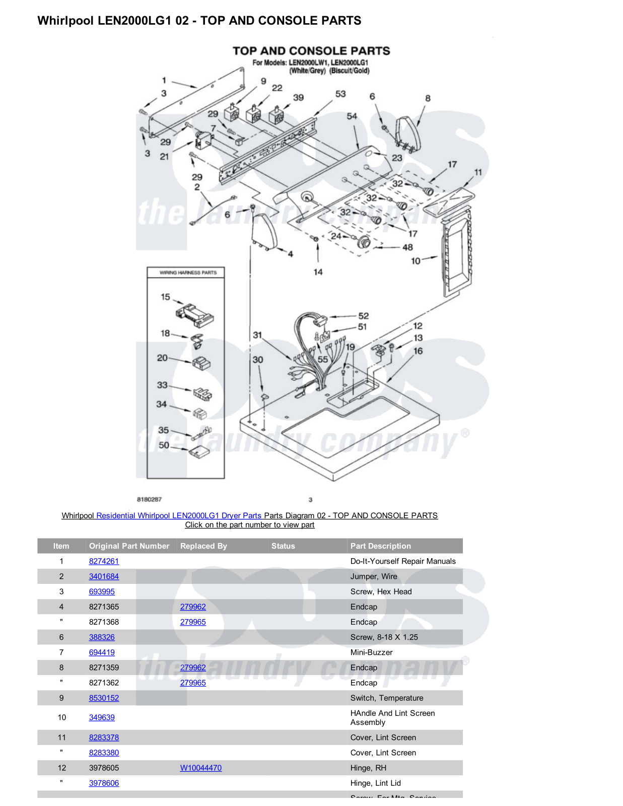 Whirlpool LEN2000LG1 Parts Diagram