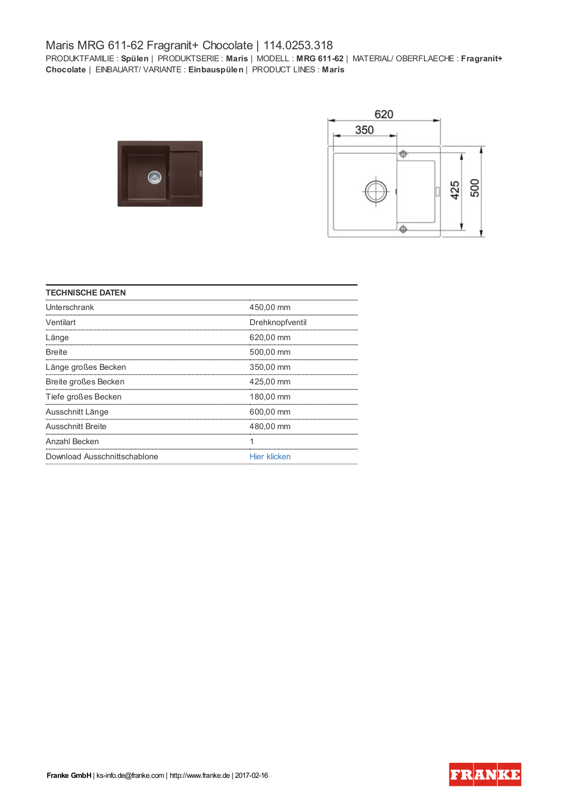 Franke 114.0253.318 Service Manual