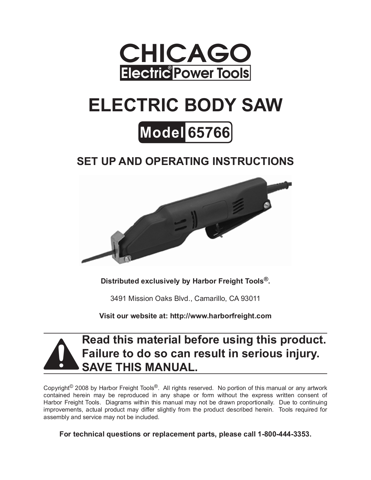 Harbor Freight Tools 65766 Owner's Manual