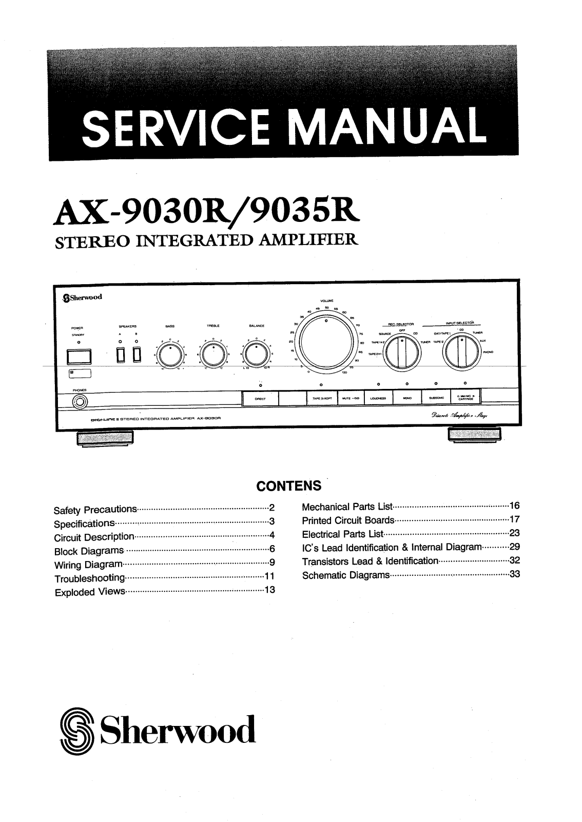 Sherwood AX-9030-R, AX-9035-R Service manual