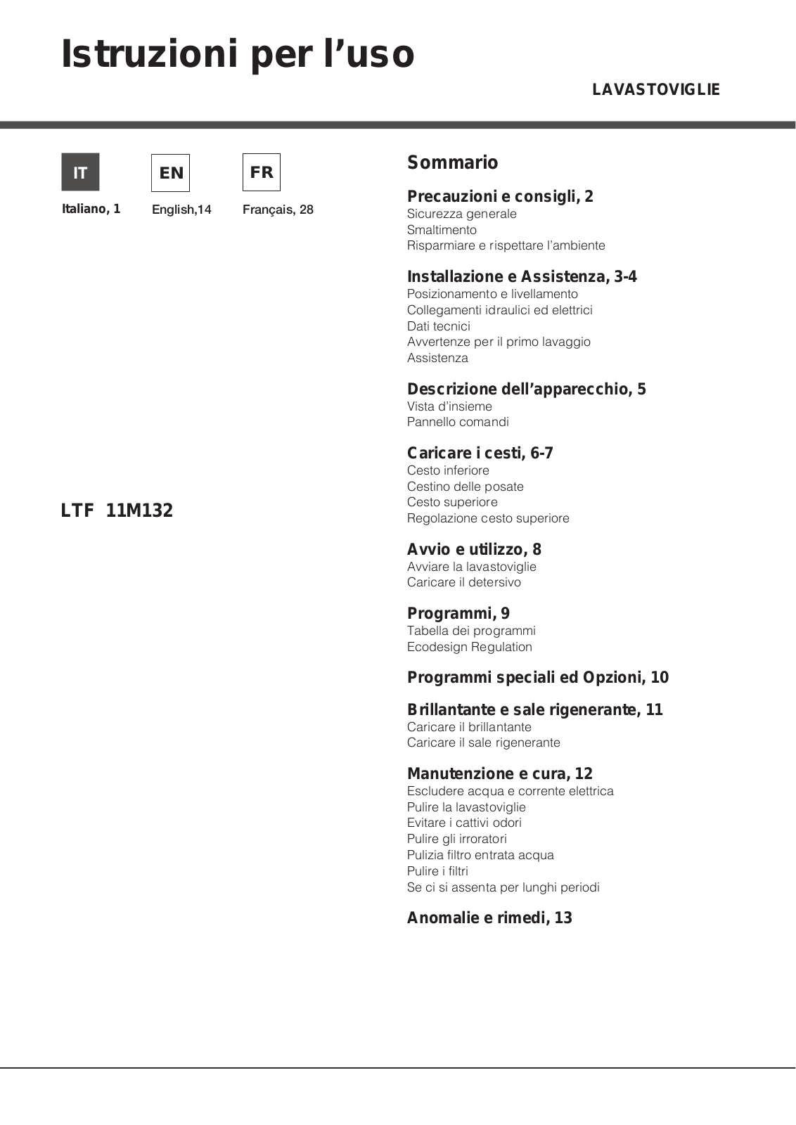 Hotpoint LTF 11M132 C EU User Manual