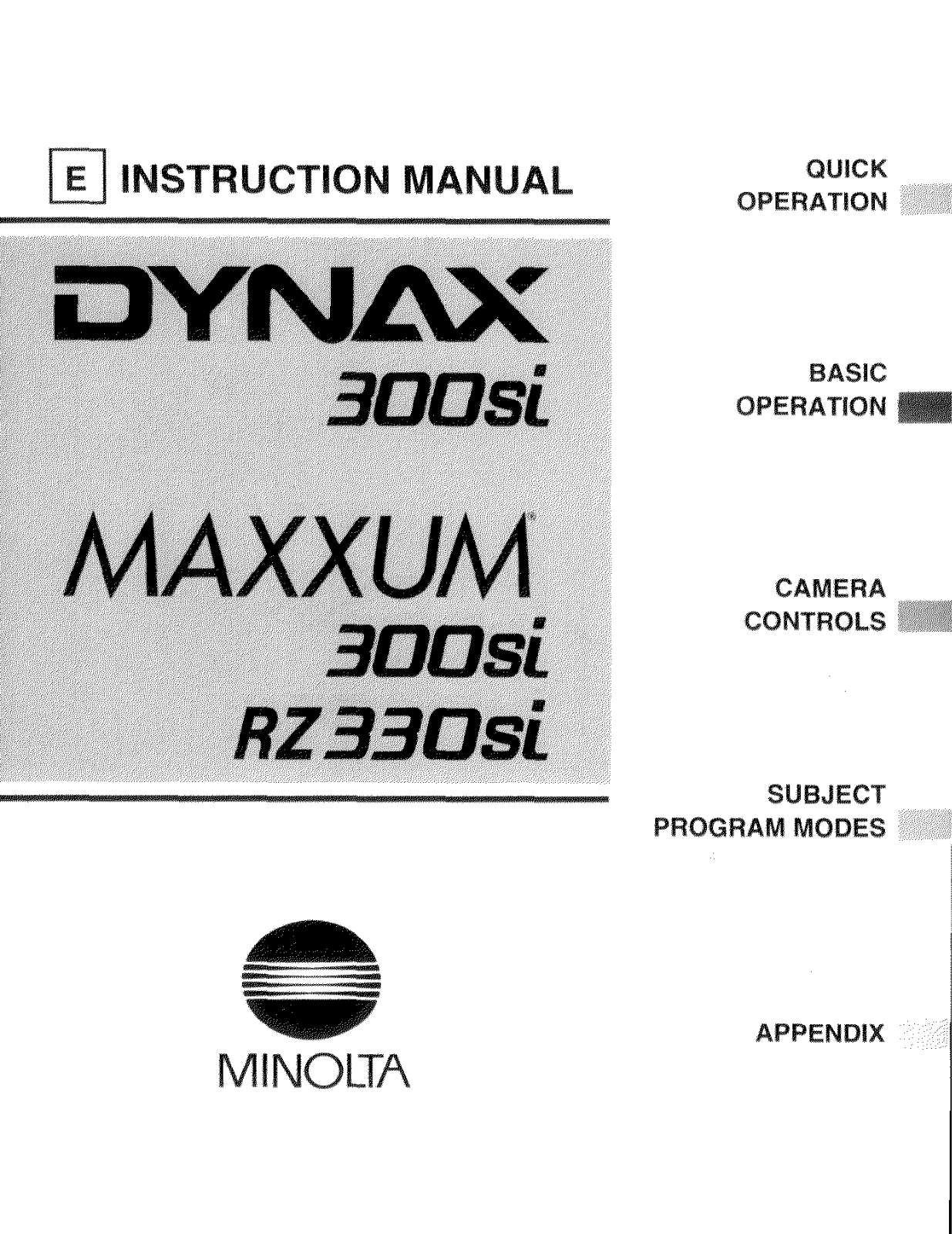 Minolta MAXXUM RZ330SI, MAXXUM 300SI instruction Manual