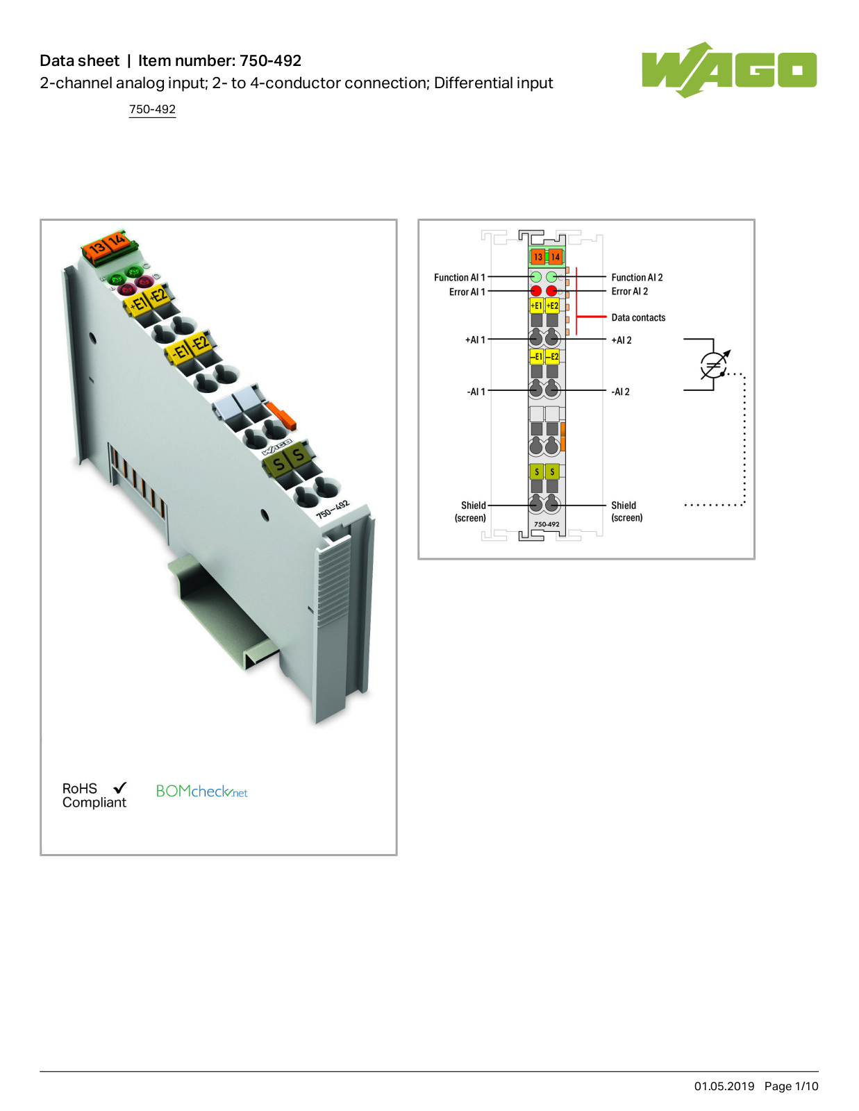 Wago 750-492 Data Sheet