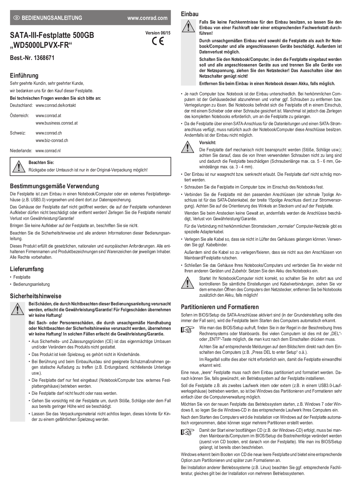 Western Digital WD5000LPVX-FR Operation Manual