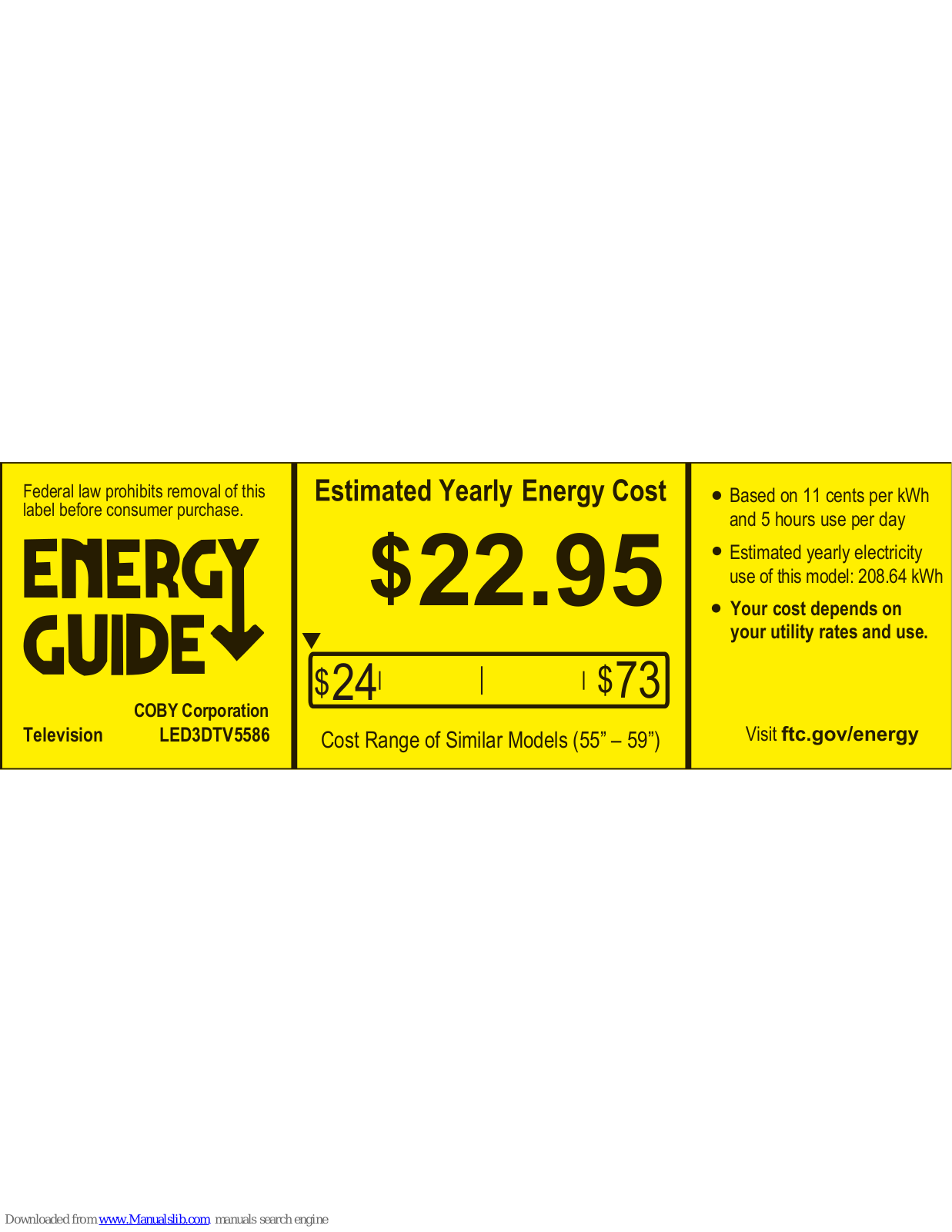 Coby LED3DTV5586 Energy Manual