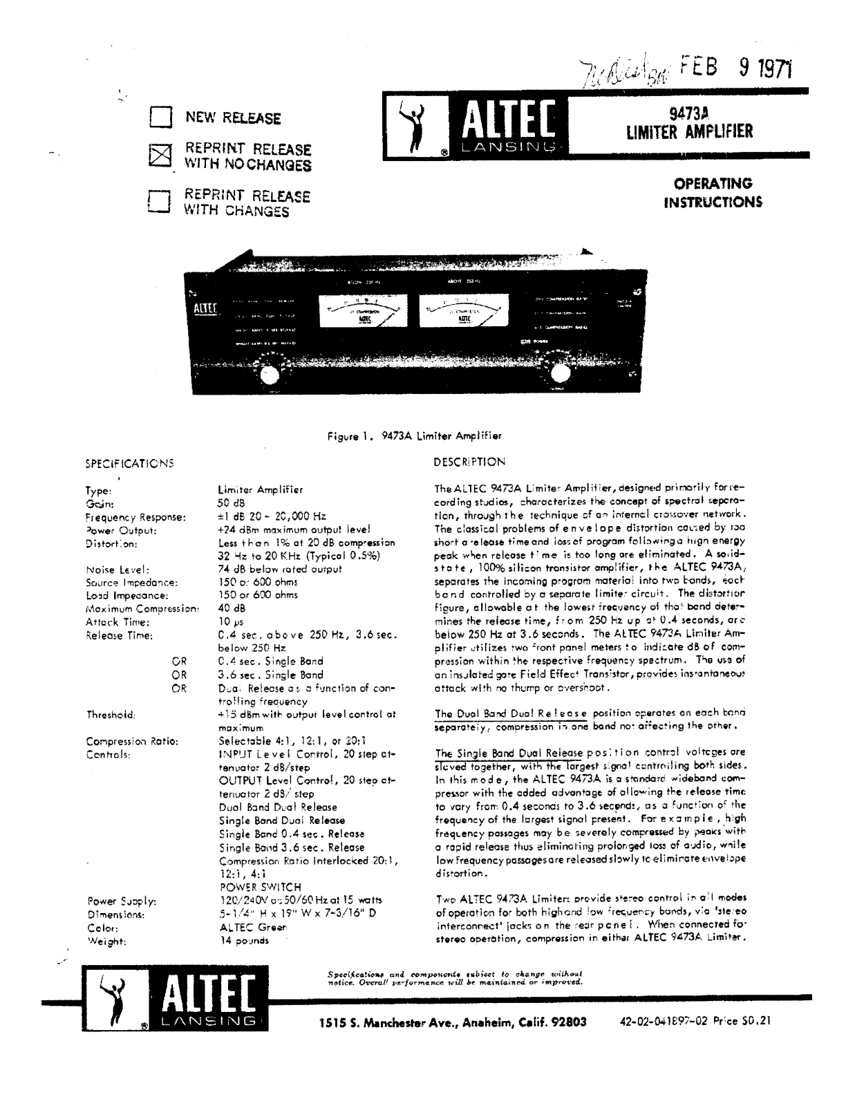 Altec Lansing 9473A Schematic - ManualMachine.com