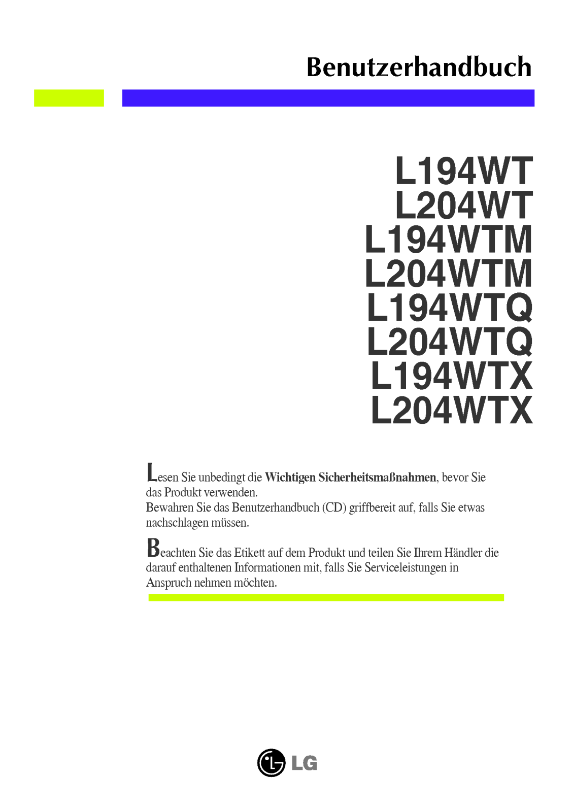 Lg L194WT-SF, L194WT-BF User Manual