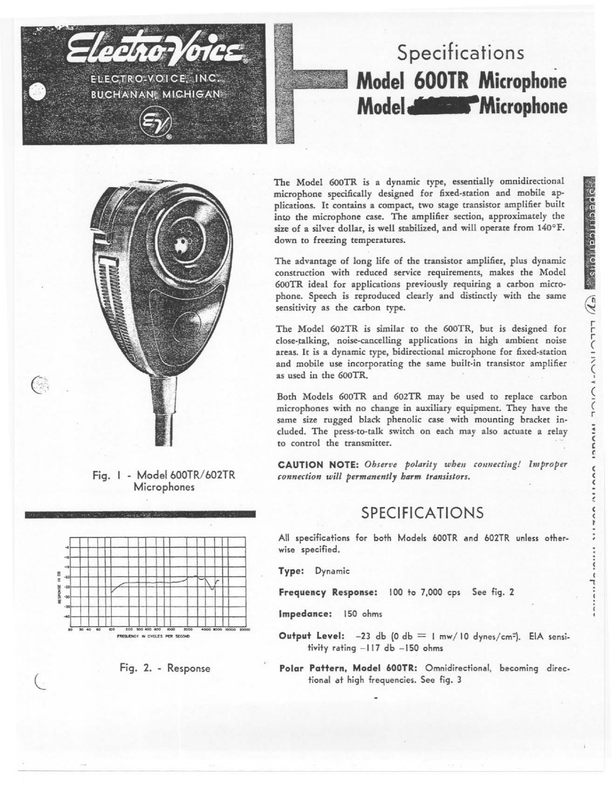 Electro-voice 600TR DATASHEET