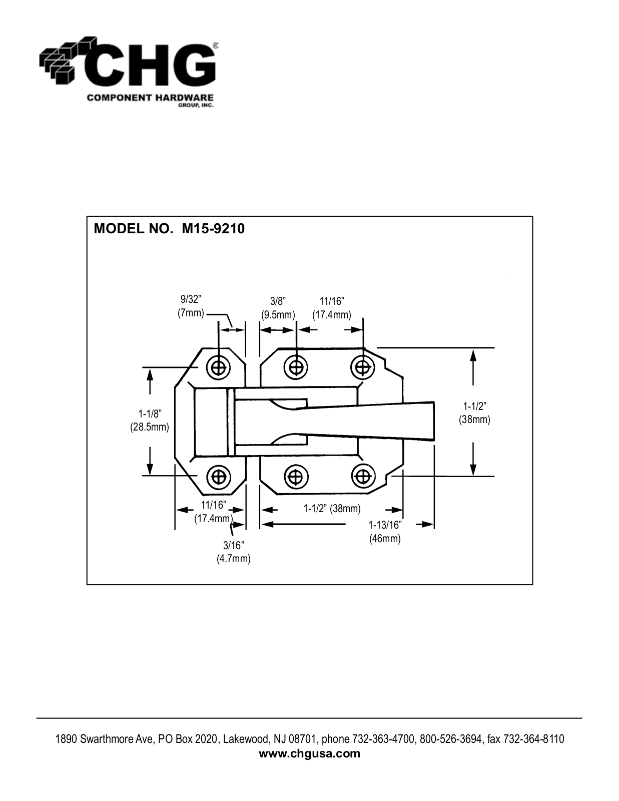 Component Hardware M15-9210 User Manual