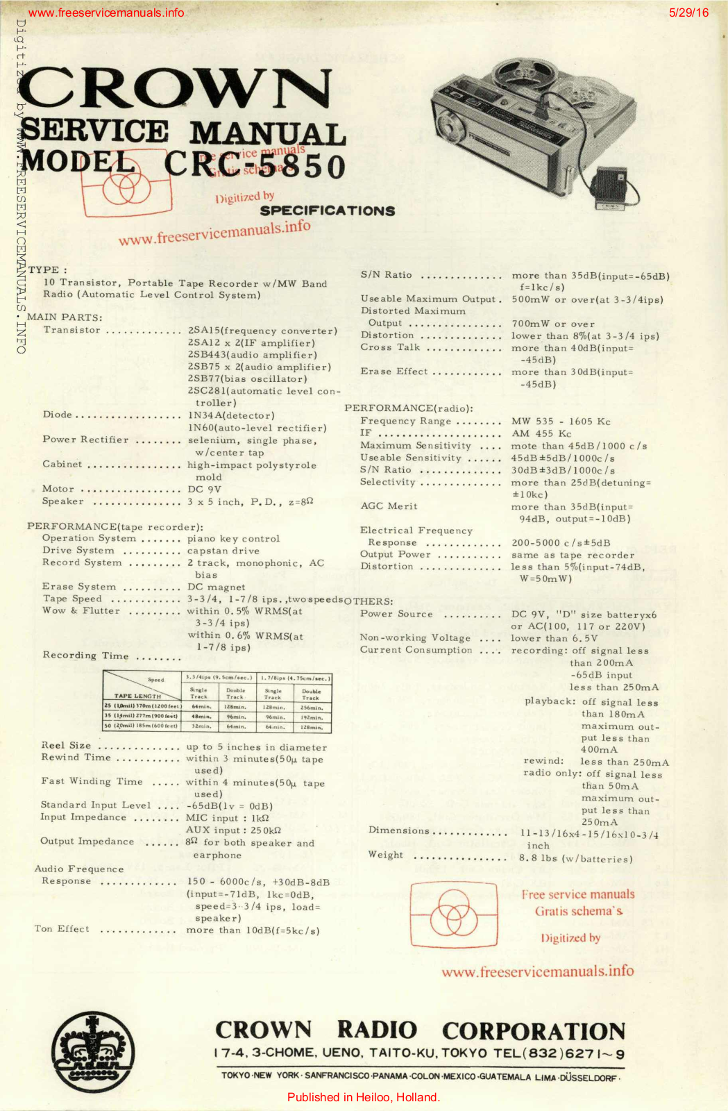 CROWN crc-5850 Datasheet - ManualMachine.com