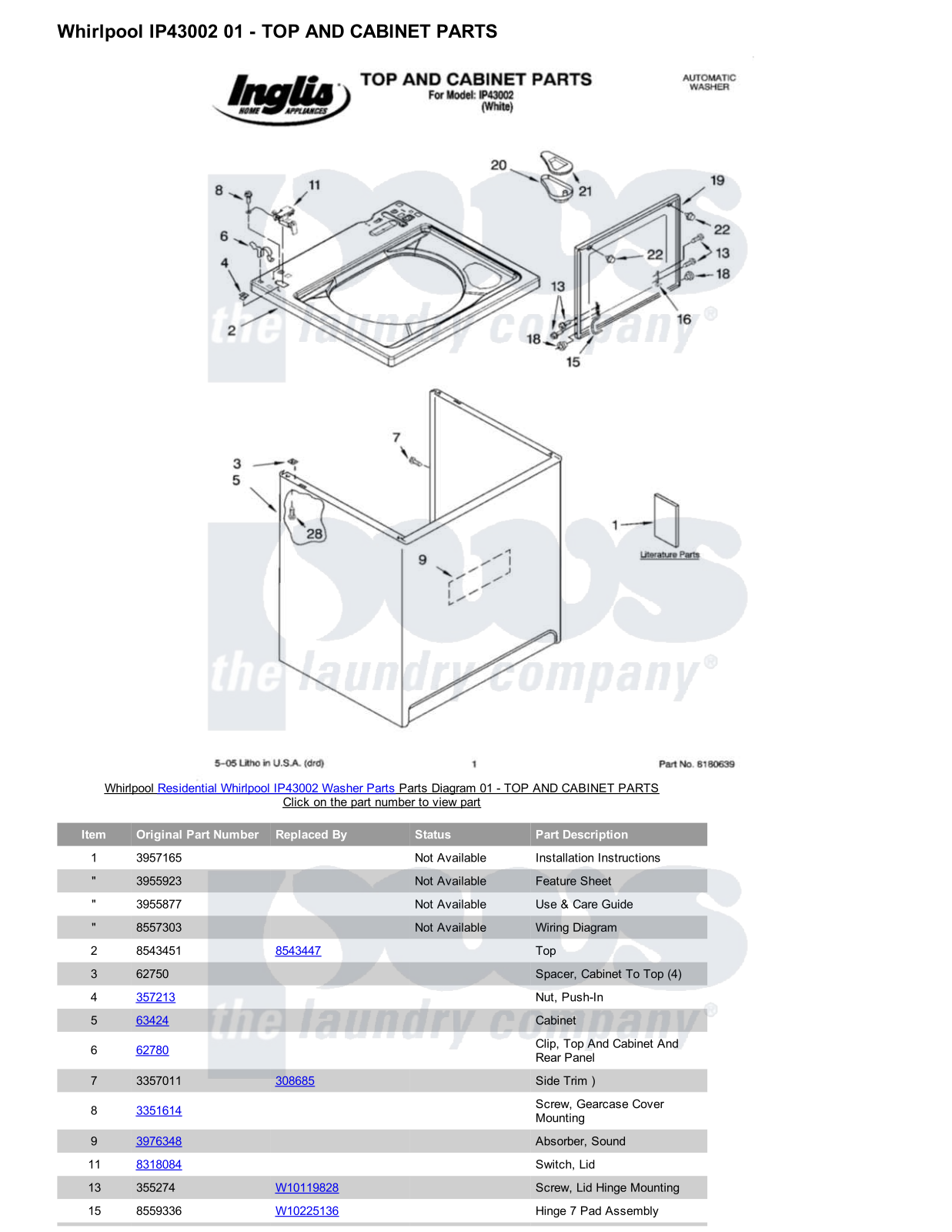 Whirlpool IP43002 Parts Diagram