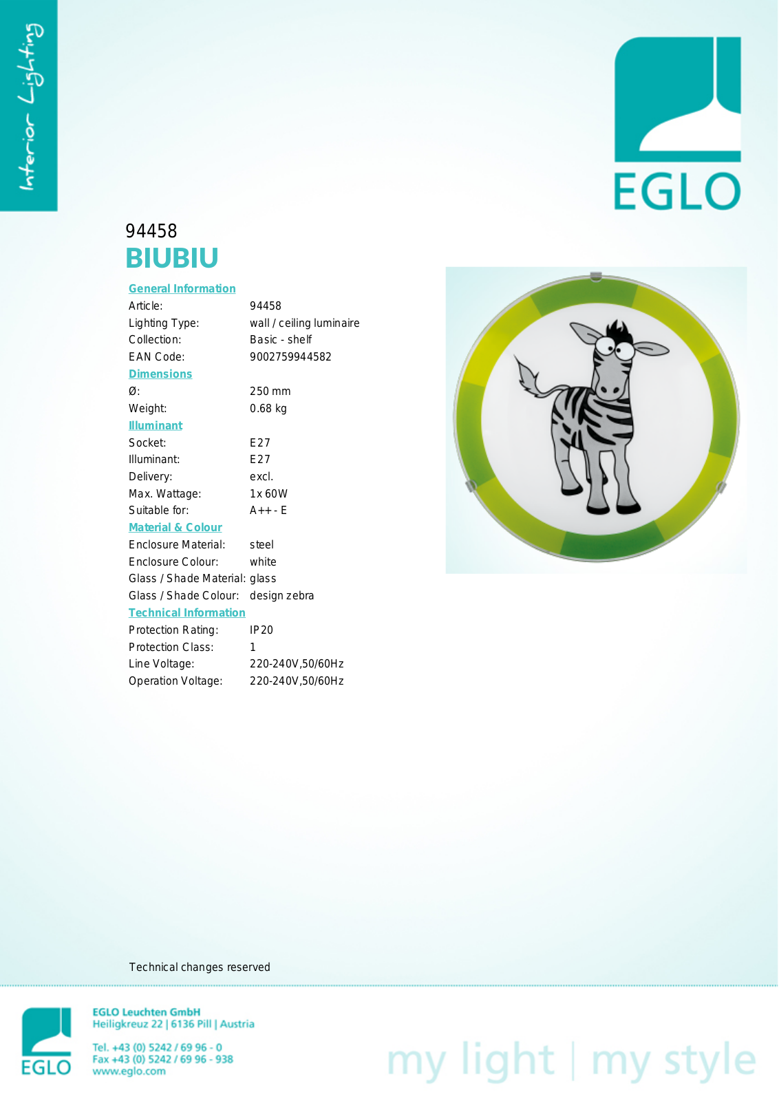 Eglo 94458 Service Manual