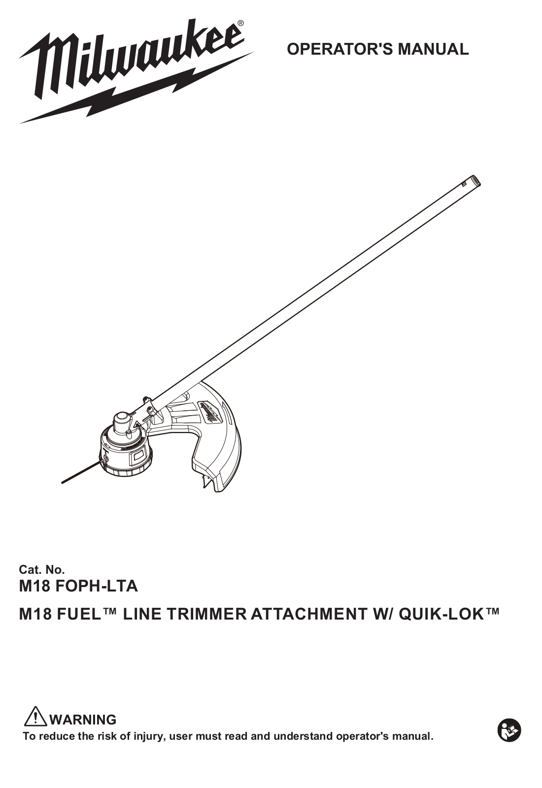 Milwaukee M18 FOPH-LTA Operator's Manual