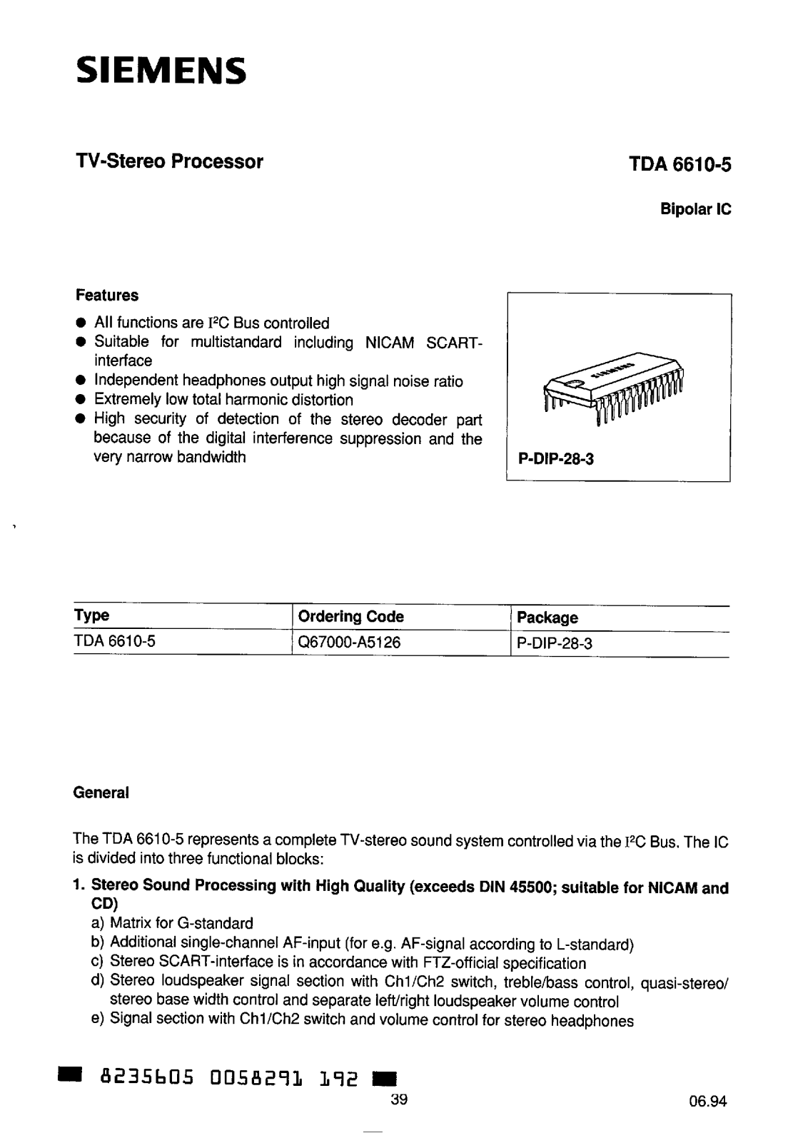 Datasheet TDA 6610-5 Datasheet (FREI) - ManualMachine.com