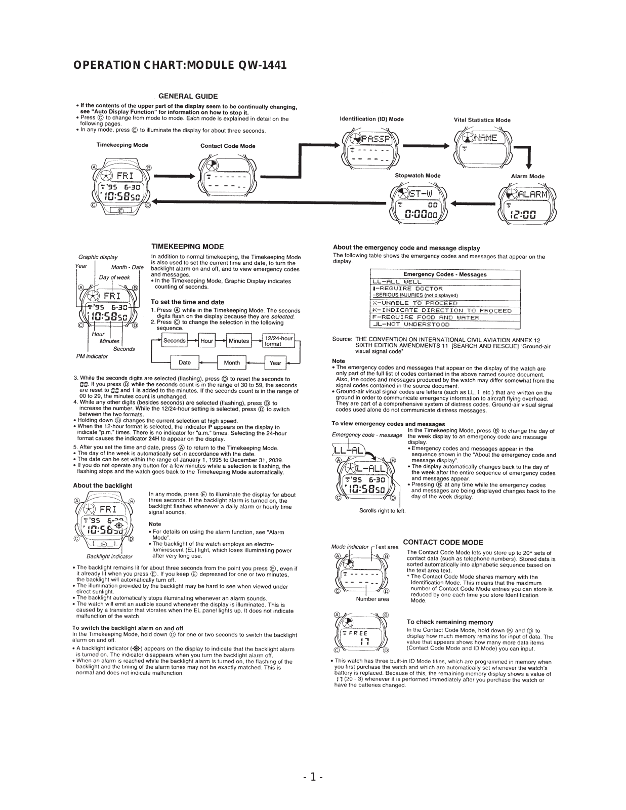 Casio QW-1441 User Manual
