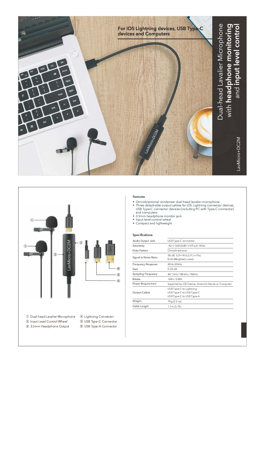 Saramonic Lavmicro+ Dc2m Users manual