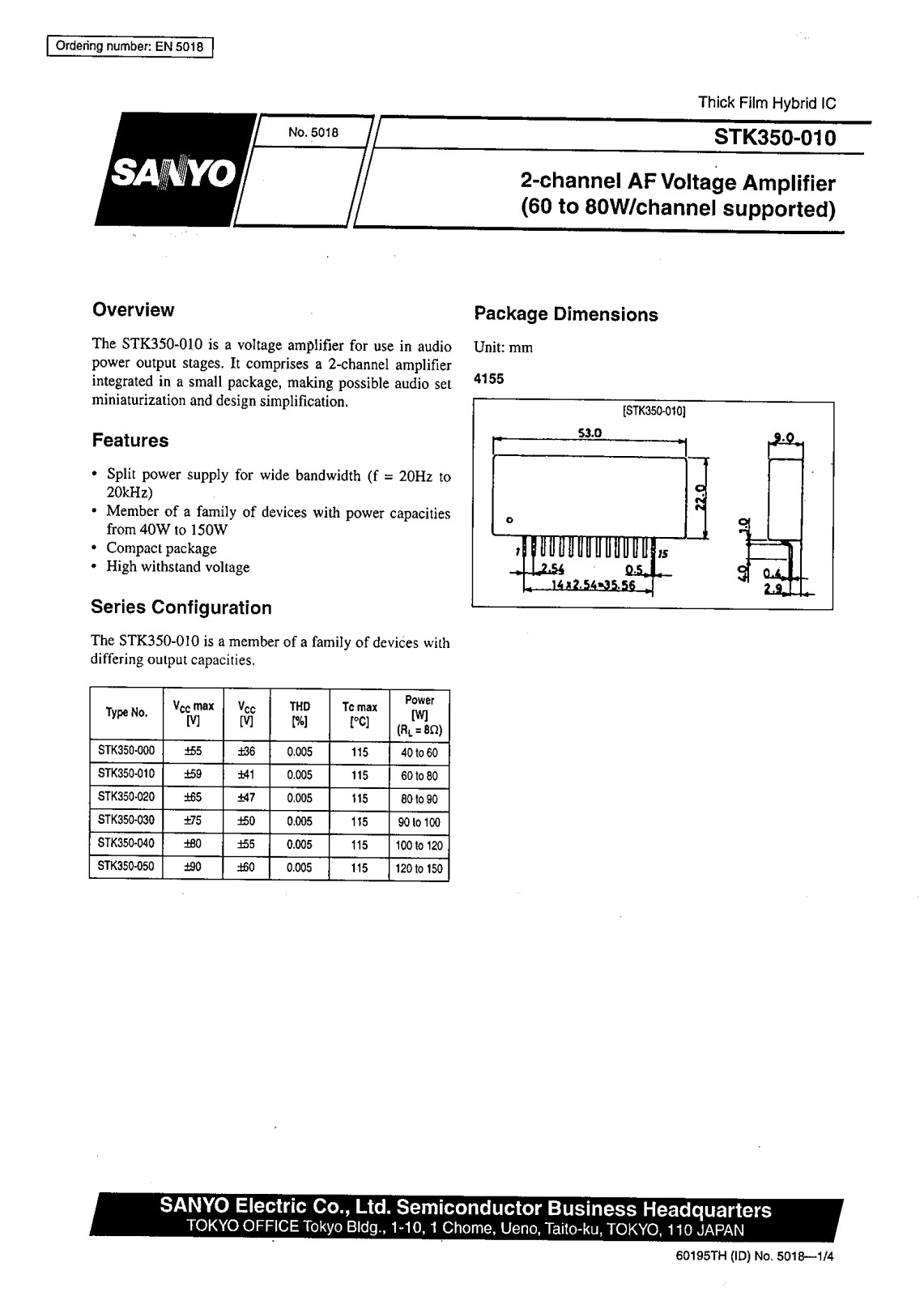 SANYO STK350-010 Datasheet