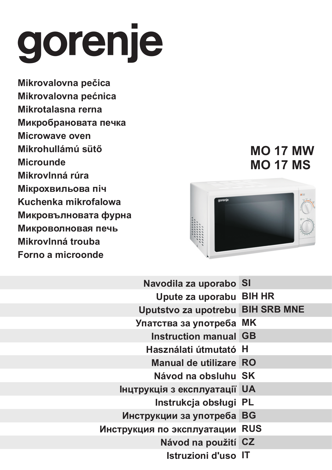 Gorenje MO17MW User Manual